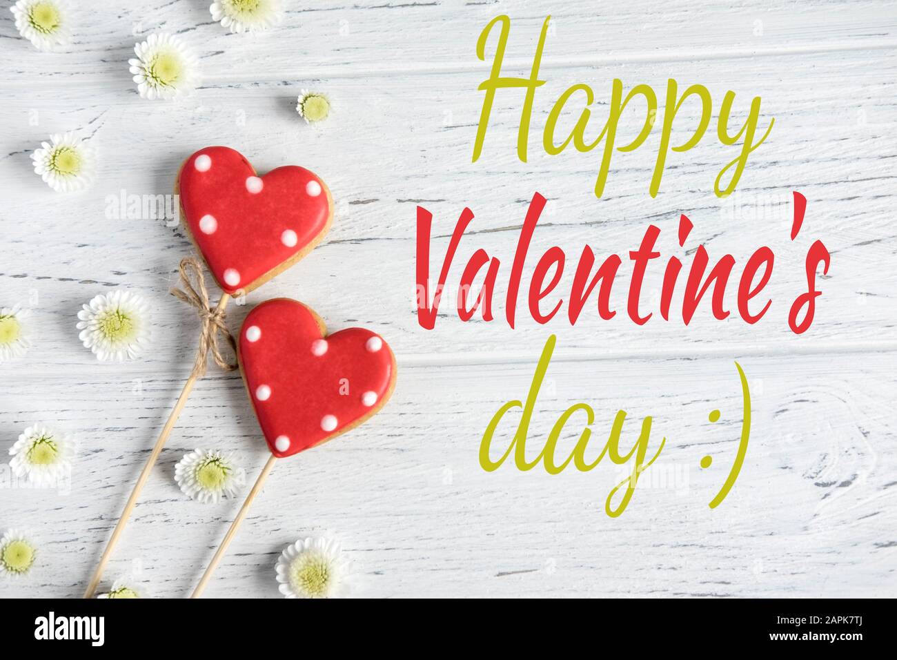 Greeting Valentine card. Postcard Happy Valentine's Day for mailing, blog posting, printing and promotions Stock Photo