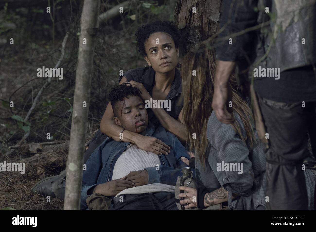 Lauren Ridloff as Connie, Nadia Hilker as Magna, Angel Theory as Kelly - The Walking Dead   Season 10, Episode 5 - Photo Credit: Jace Downs/AMC (2019-2020) Stock Photo