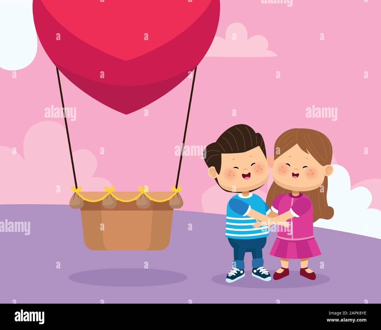 heart hot air balloon and happy couple Stock Vector Image & Art - Alamy