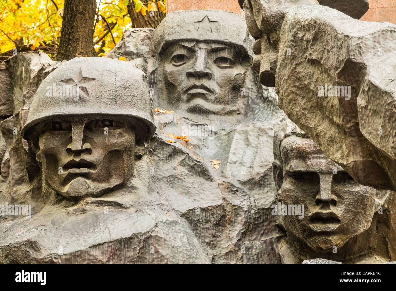 World War II Monument in Panfilov Park  (28 Panfilov Guardsmen Park) in downtown Almaty Kazakhstan Stock Photo