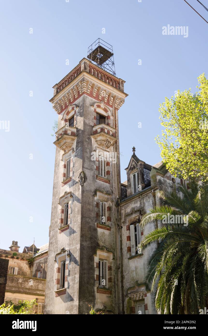 Belgrano Palace or Otamendi Palace tower, an abandoned German Renaissance style building located in San Fernando, Buenos Aires, Argentina Stock Photo