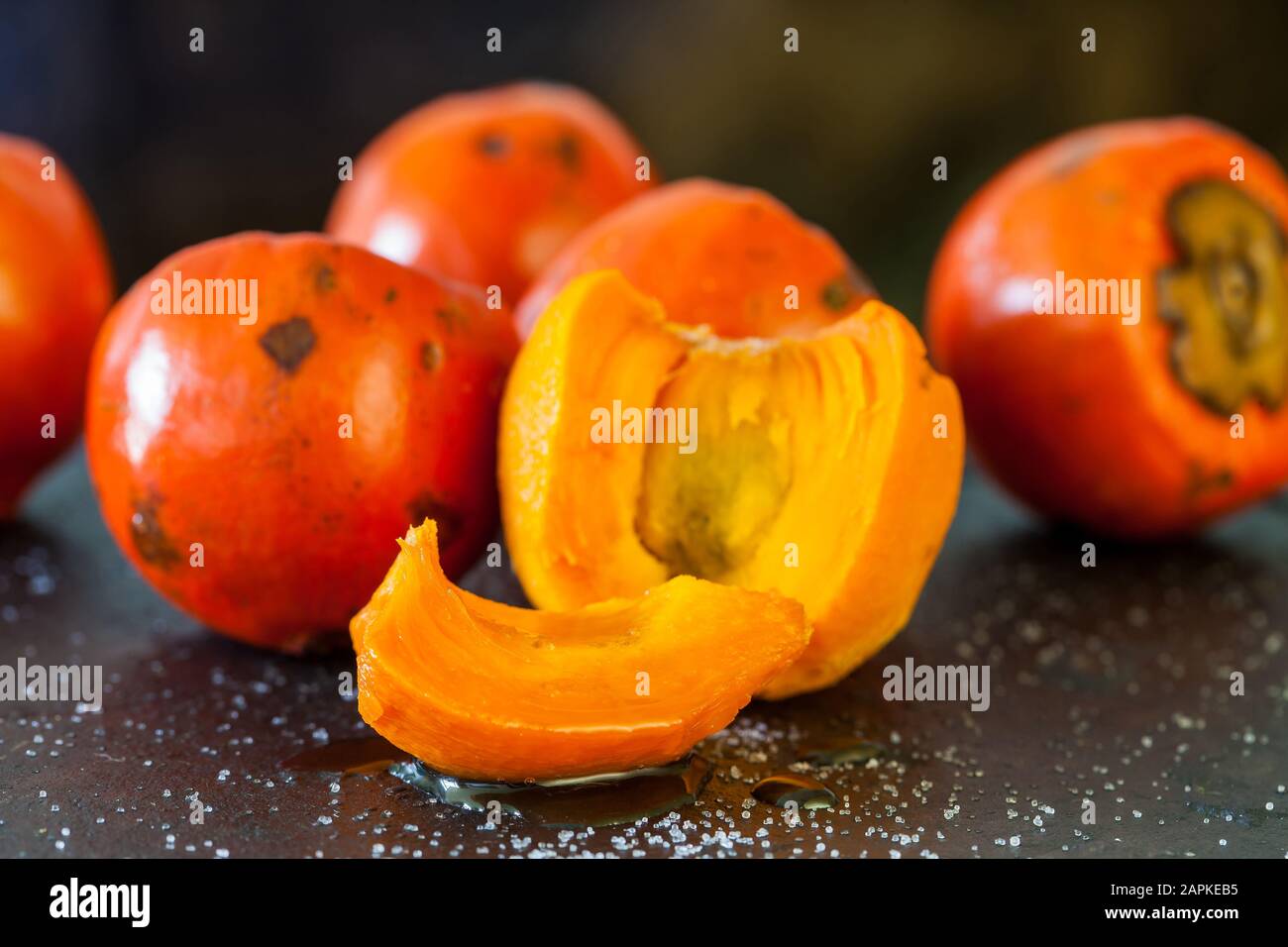 Slice of the exotic tropical fruit of Bactris gasipaes palm tree called  chontaduro with salt and honey Stock Photo - Alamy