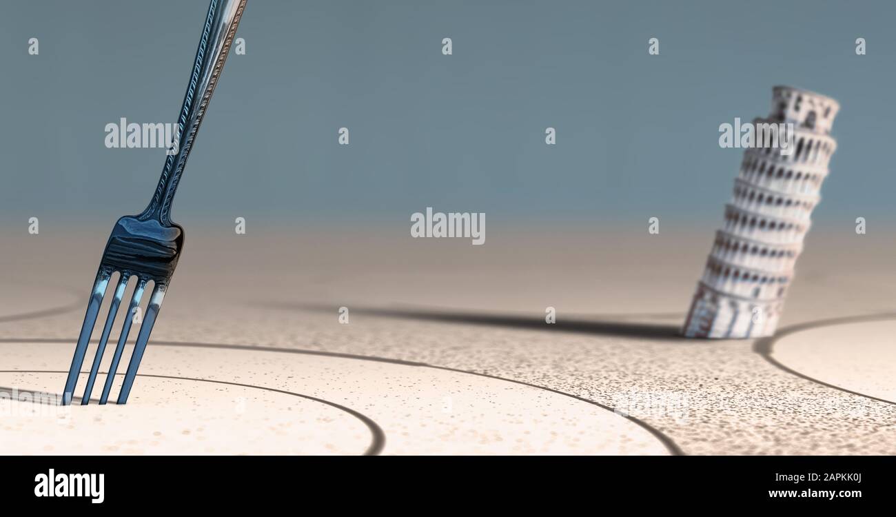 A surrealistic view representing a fork stuck in the stove's burner