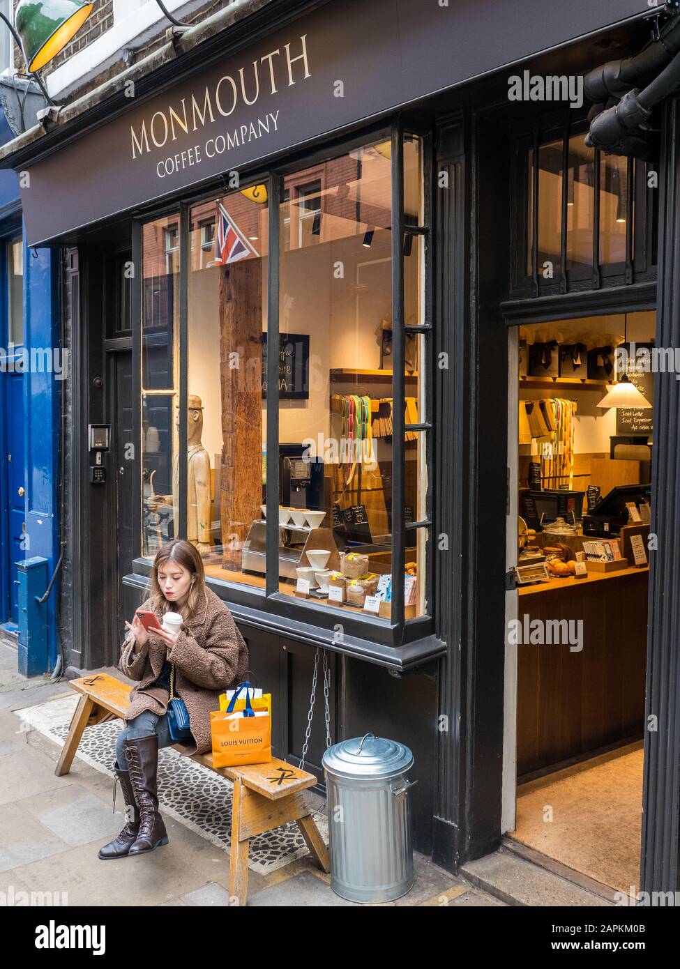 Woman Sitting outside, Monmouth Coffee Shop, Seven Dials, Covent Garden