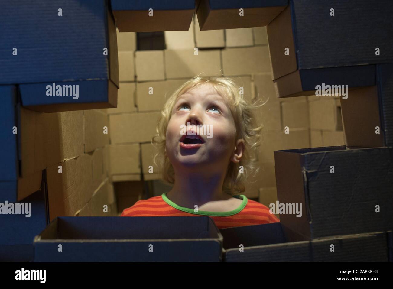 Portrait of astonished little boy Stock Photo