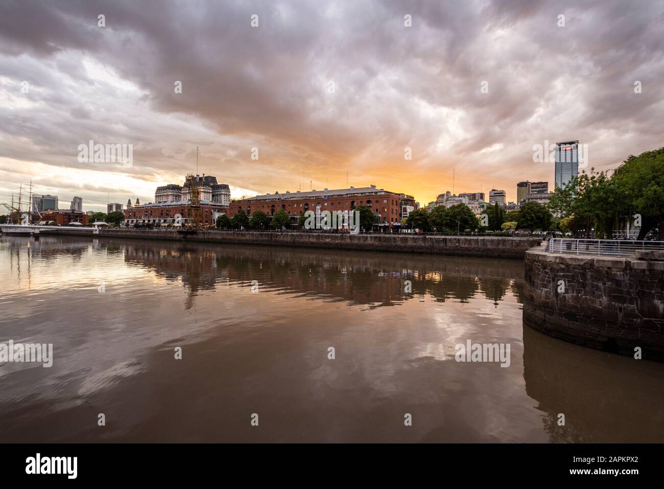 Beautiful view to renewed old warehouses in Puerto Madero, Buenos Aires, Argentina Stock Photo