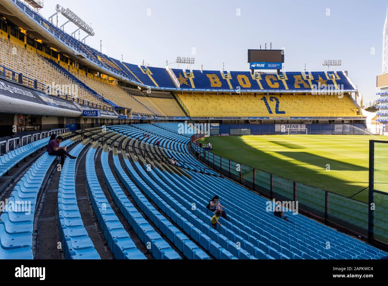 Interior of La Bombonera soccer stadium (Boca Juniors) in La Boca area, Buenos Aires, Argentina Stock Photo