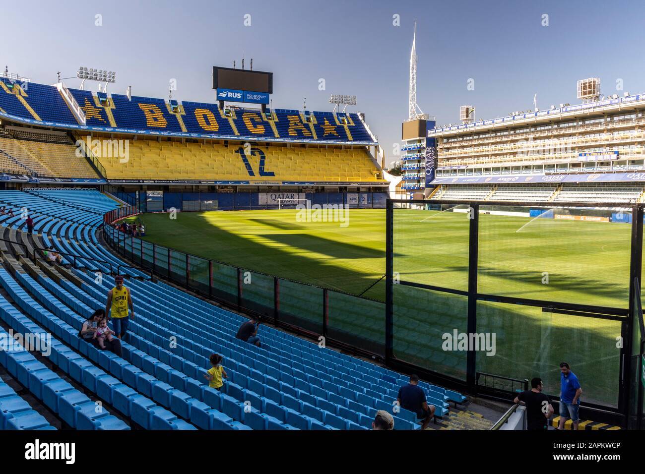 Interior of La Bombonera soccer stadium (Boca Juniors) in La Boca area, Buenos Aires, Argentina Stock Photo