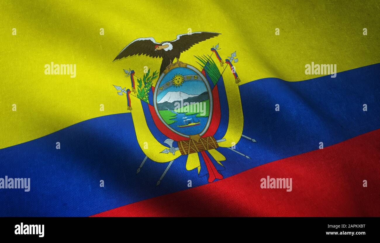 Closeup shot of the waving flag of Ecuador with interesting textures Stock  Photo - Alamy