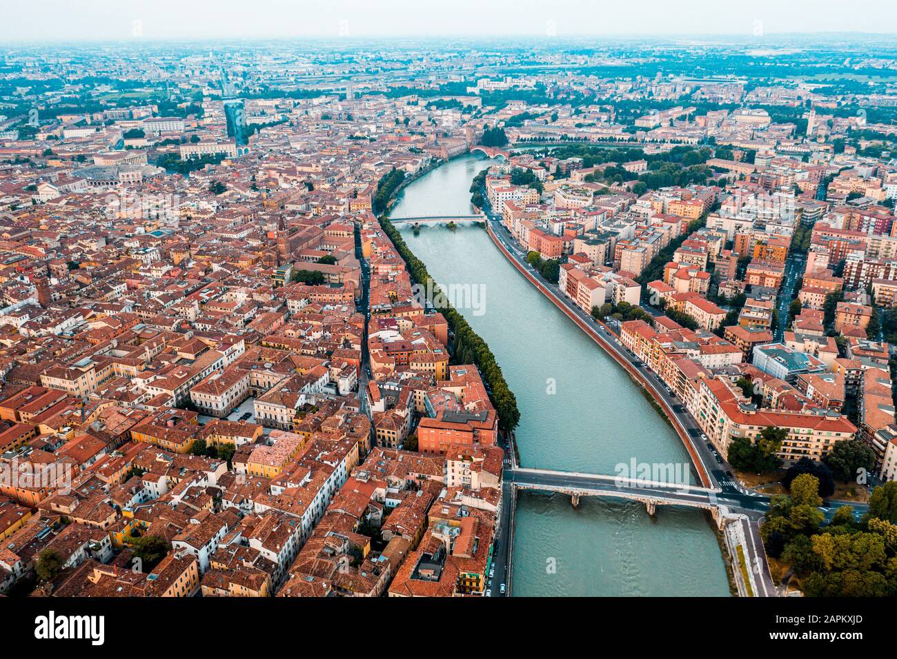 Italy, Veneto, aerial view of Verona and Adige river Stock Photo - Alamy