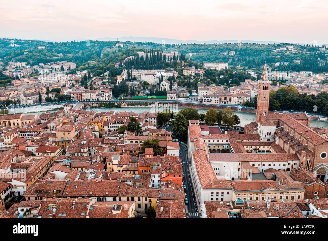 Italy, Veneto, aerial view of Verona and Adige river Stock Photo - Alamy