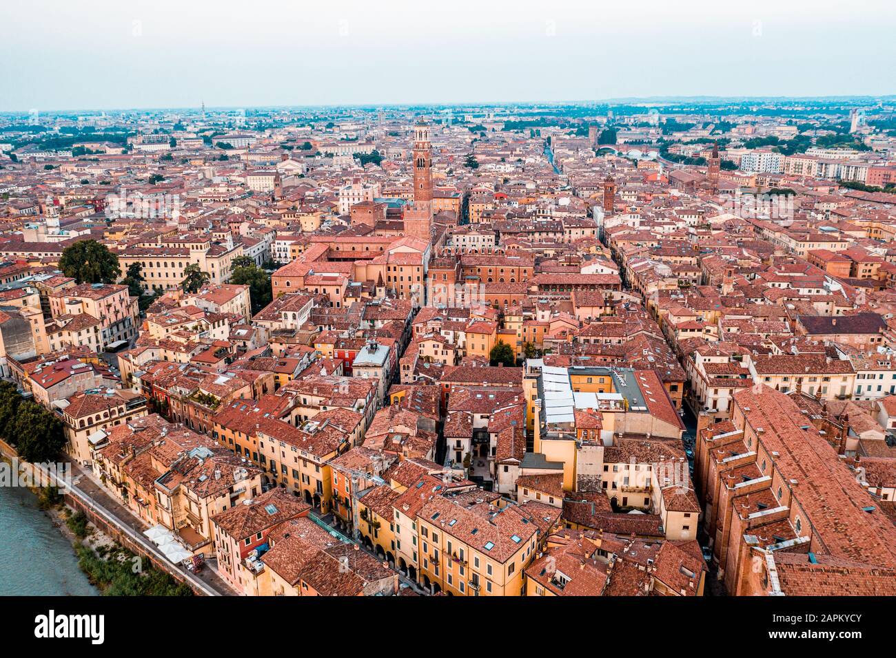 Italy, Veneto, aerial view of Verona and Adige river Stock Photo - Alamy