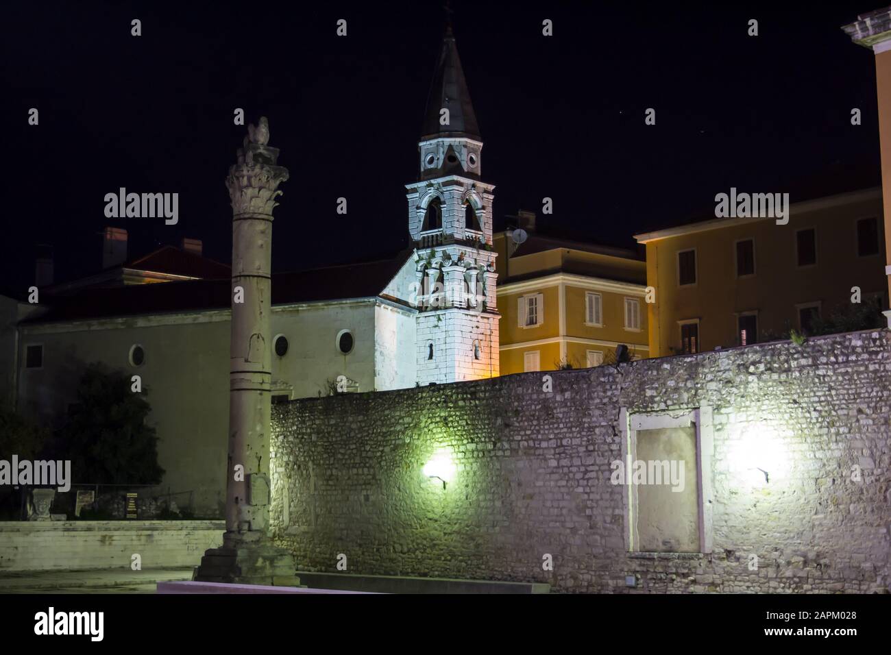 Back side of the  Church of St. Donatus in Zadar Croatia   at night Stock Photo
