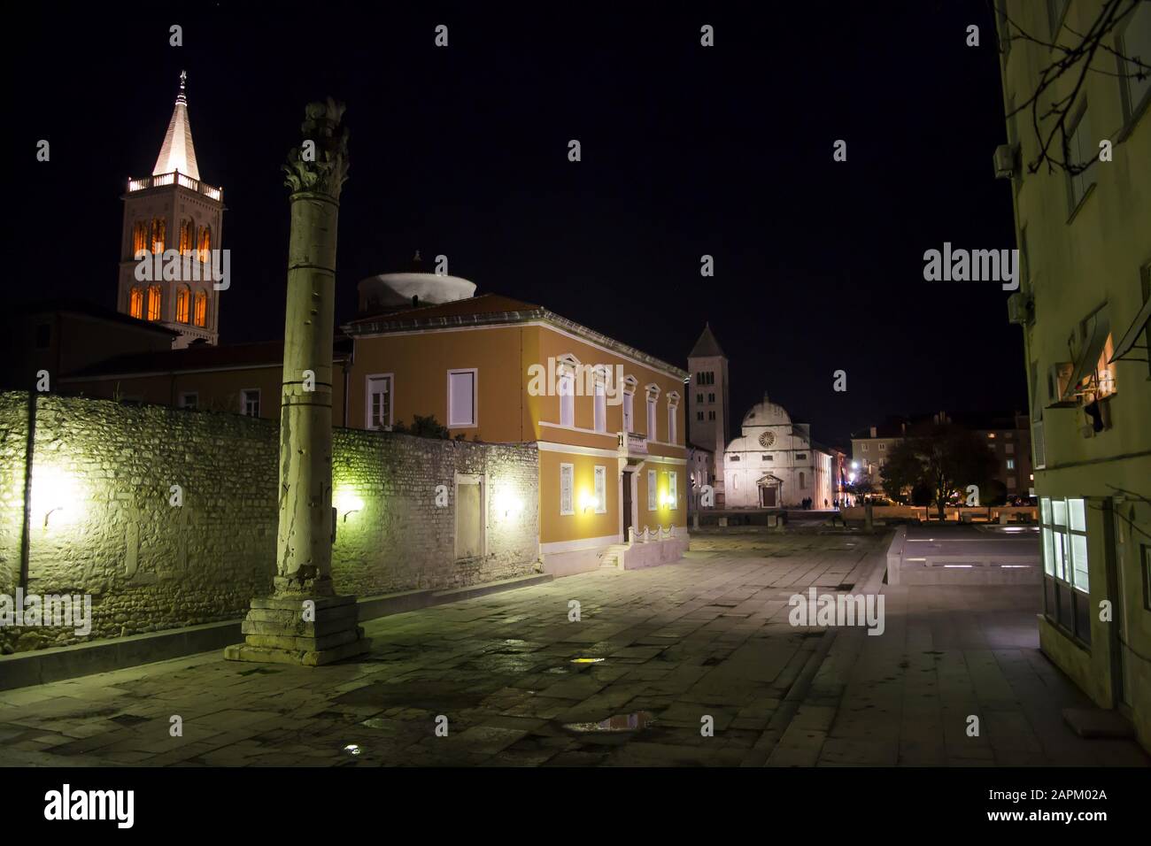 Back street of the  Church of St. Donatus in Zadar Croatia  at night Stock Photo