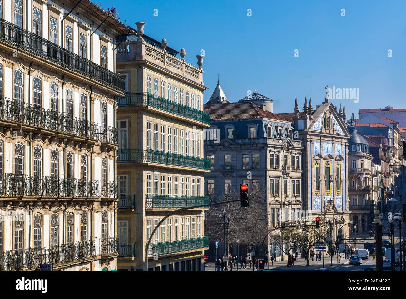 Portugal, Porto District, Porto, Red stoplight in front of old residential  building Stock Photo - Alamy