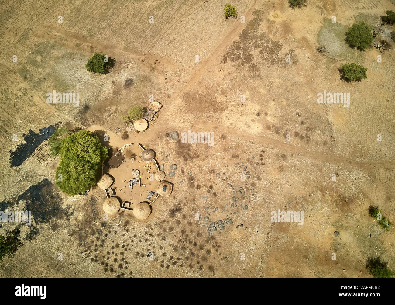 Burkina Faso, Fada N’Gourma, Aerial view of small village Stock Photo