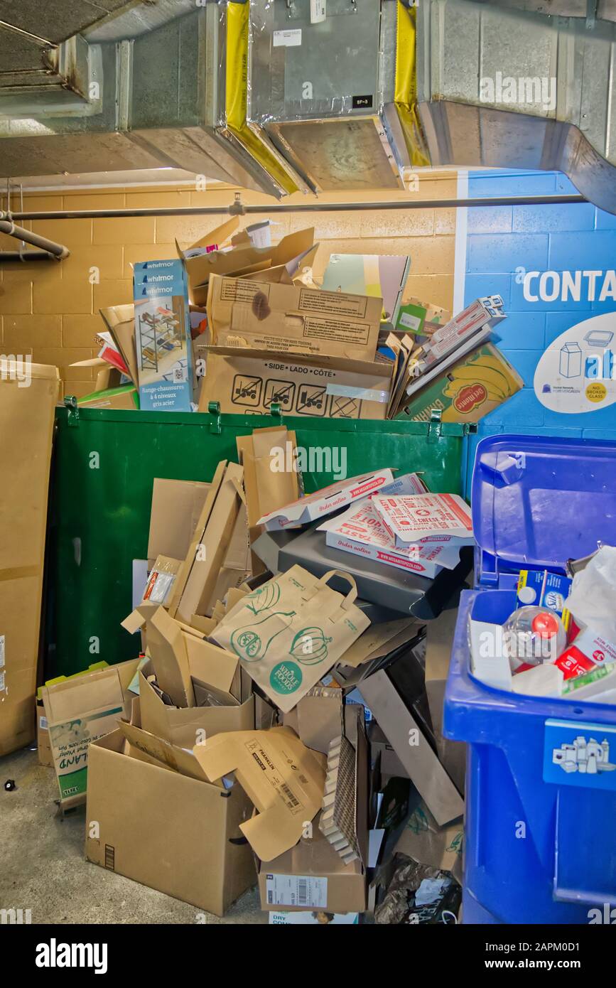 Cardboard Boxes Can Recycle Bin High Resolution Stock Photography And Images Alamy