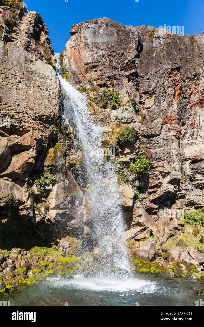 New Zealand, Long exposure of Taranaki Falls in North Island Volcanic Plateau Stock Photo