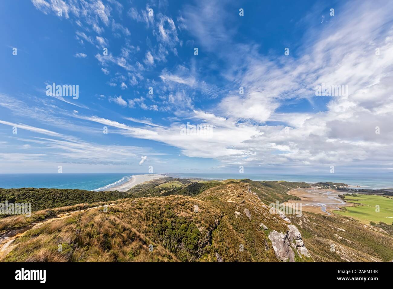 New Zealand, Scenic view of clouds over Cape Farewell headland Stock Photo