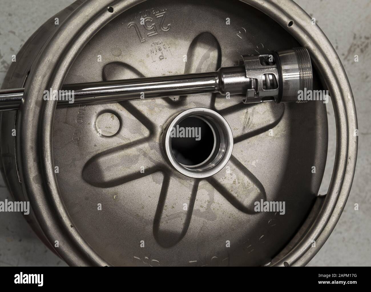 Top view shot of a lid less metal keg Stock Photo