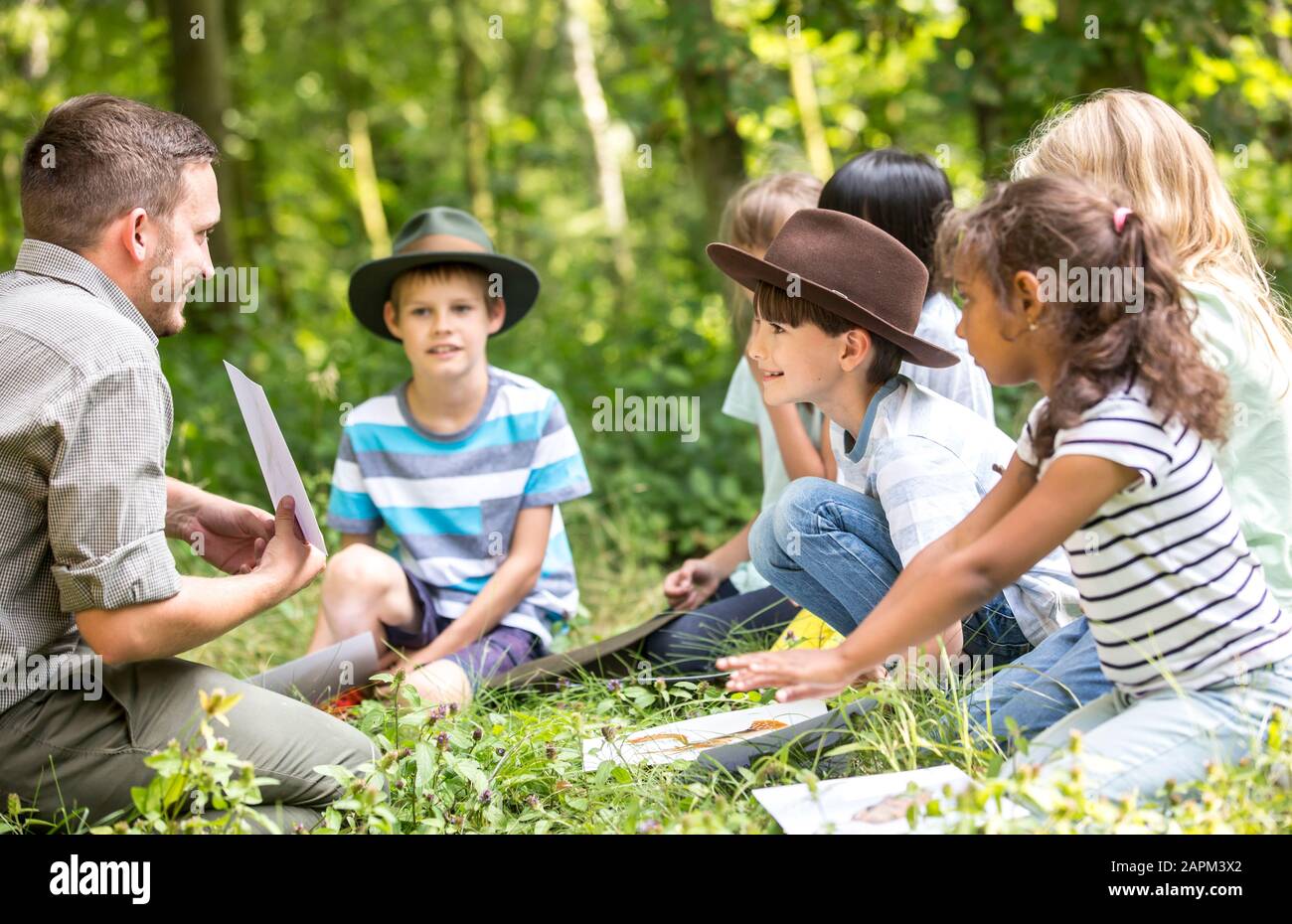 School children learning to to distinguish animal species Stock Photo