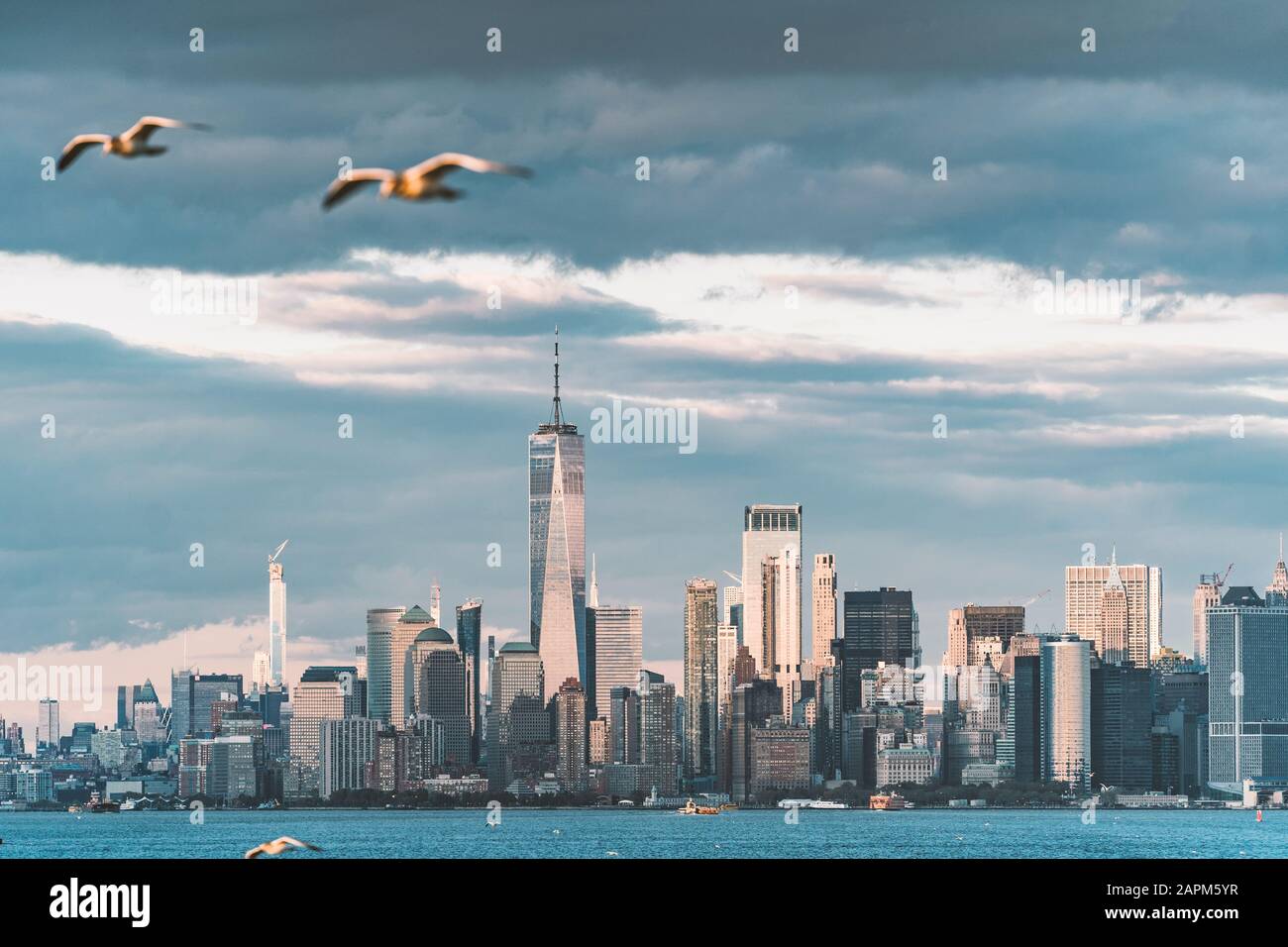 USA, New York, Manhattan skyline with One World Trade Center Stock Photo