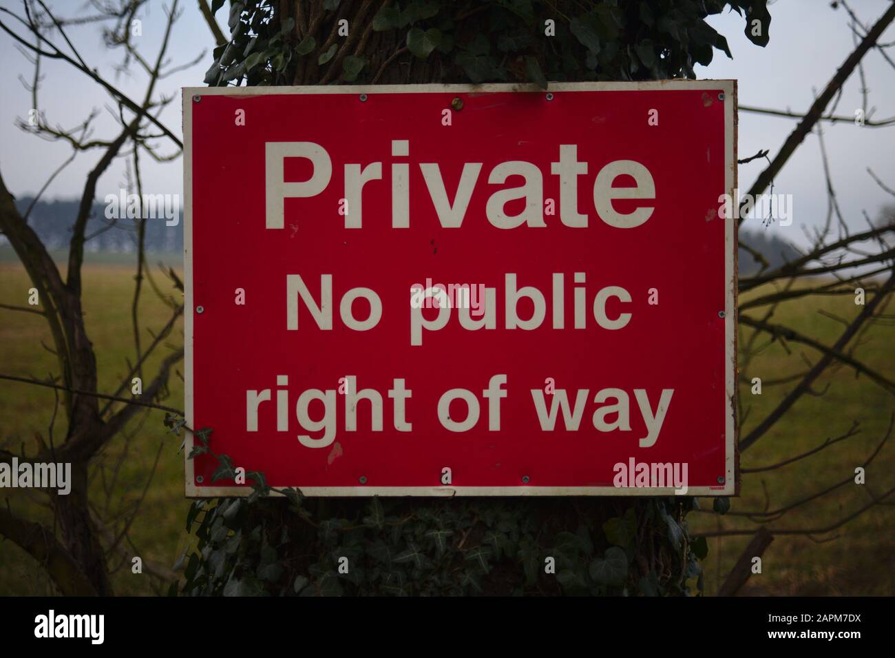 Private no public right of way sign. UK Stock Photo