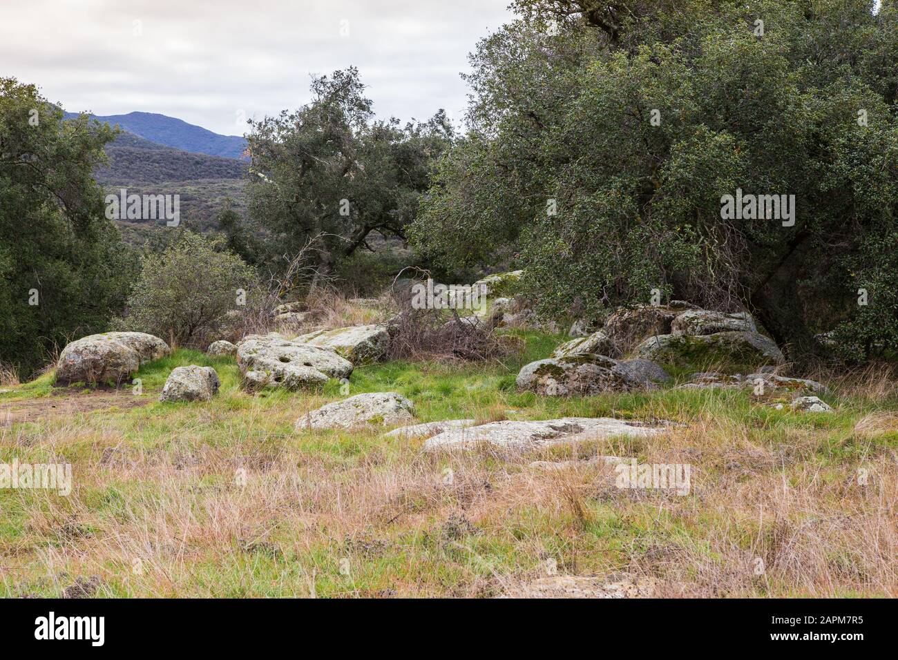 Mariposa Reserve Tongva Indian village owned and managed by the Wildlands Conservancy in the Cleveland National Forest of Orange County California. Stock Photo