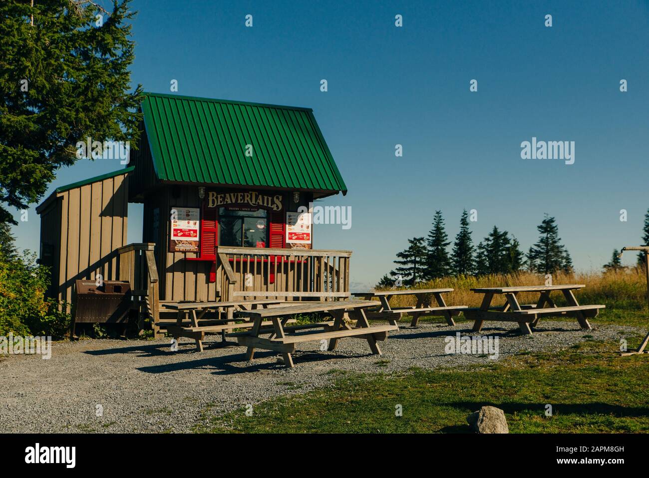 Vancouver, British Columbia, Canada - SEptember, 2019 Grouse Mountain shop cafe in summertime Stock Photo