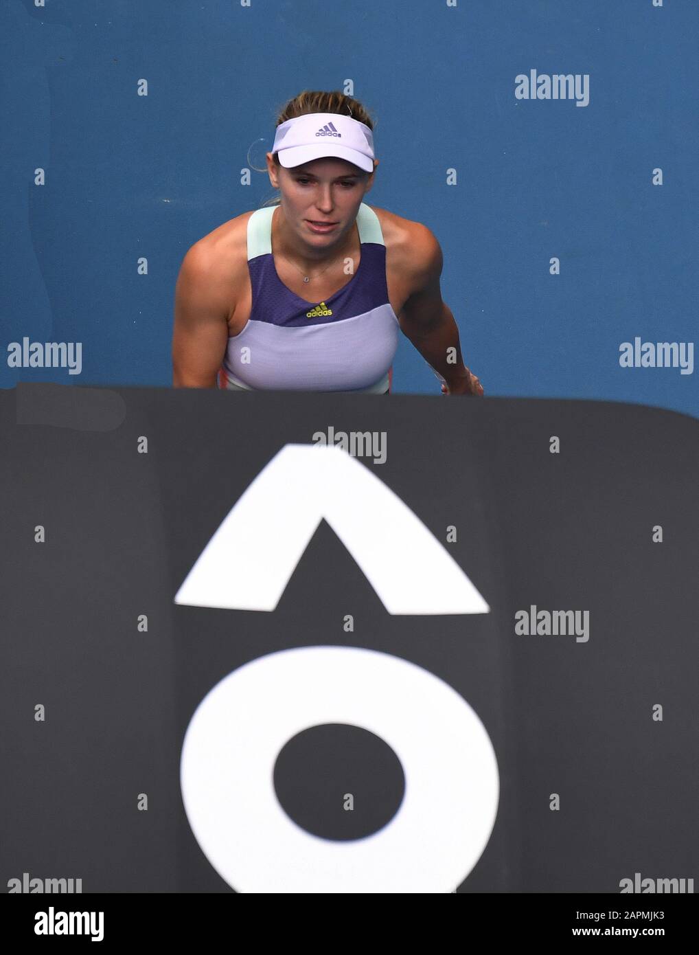 Melbourne, Australia. 24th Jan, 2020. Melbourne Park Australian Open Day 5 24/01/20 It's “All Over” for Former World #1 and Australian Open Singles Champion Caroline Wozniacki (DEN) plays her last match on the WTA tour losing third round match to Ons Jabeur (TUN) in three sets Credit: Roger Parker/Alamy Live News Stock Photo