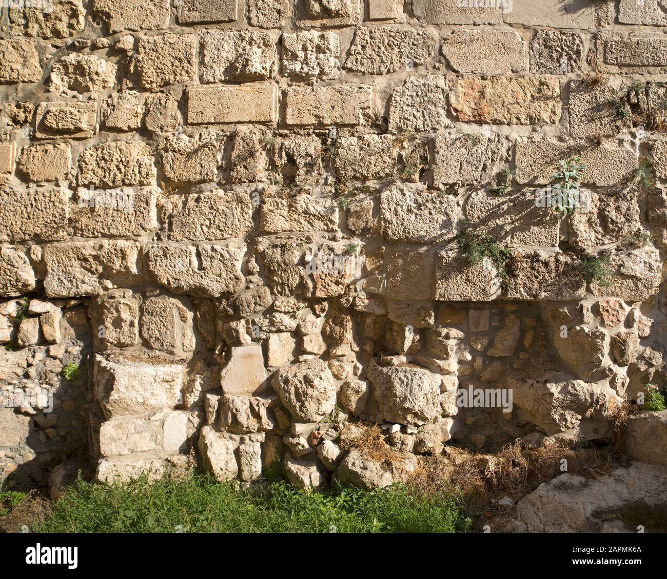 Section of Jerusalem old city wall from the Byzantine period (6th century CE) Stock Photo