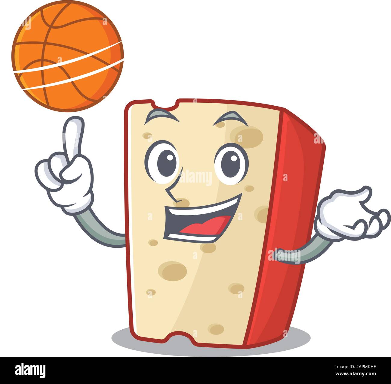 A mascot picture of dutch cheese cartoon character playing basketball Stock Vector