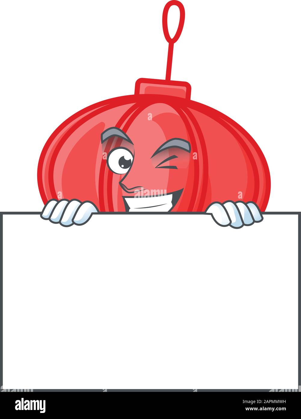 Grinning face chinese lampion cartoon character style hides behind a ...