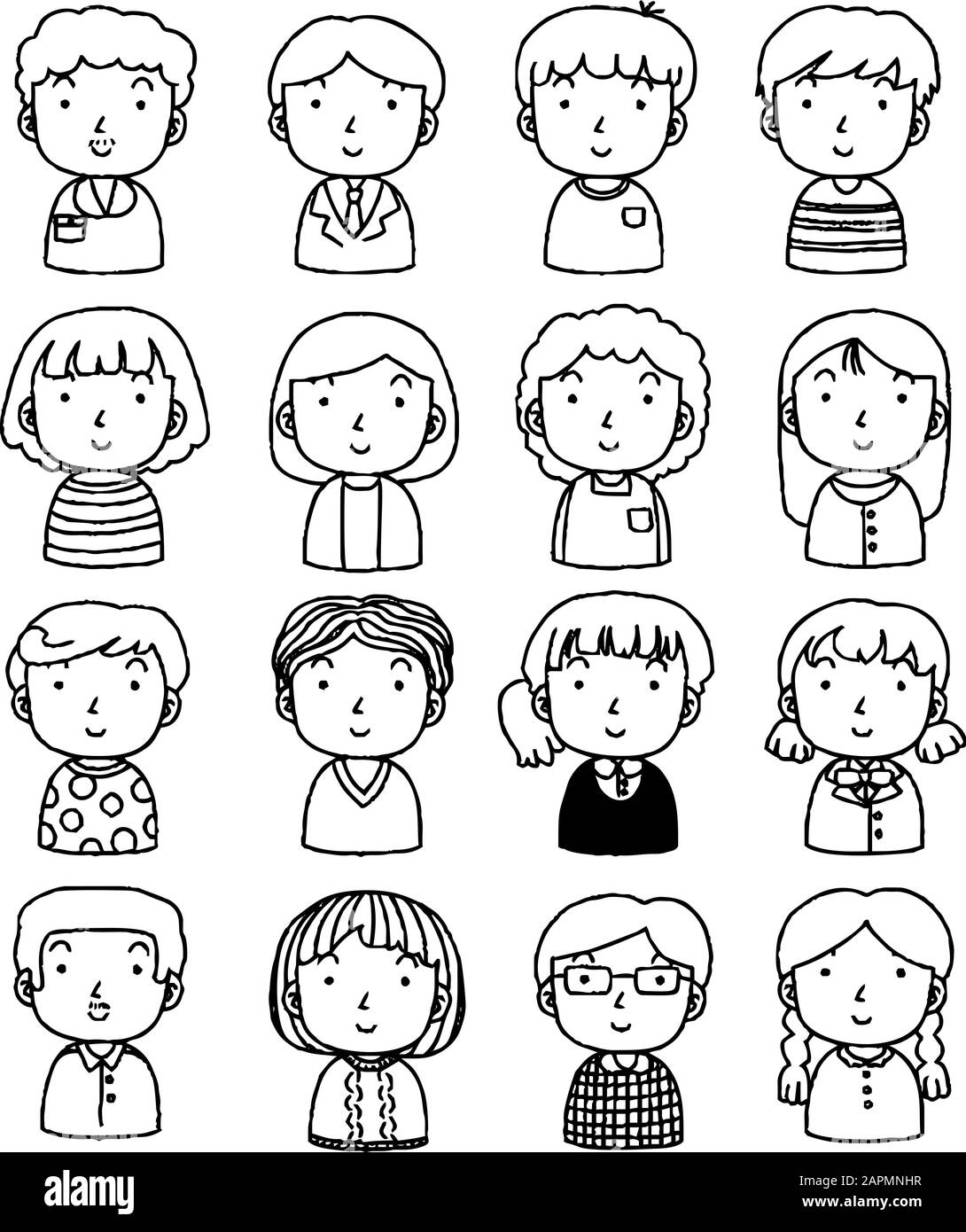 This is a illustration of Hand painted cute Smiling people icon Stock ...