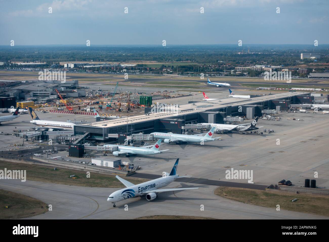Aerial view of Heathrow international airport at day time Stock Photo