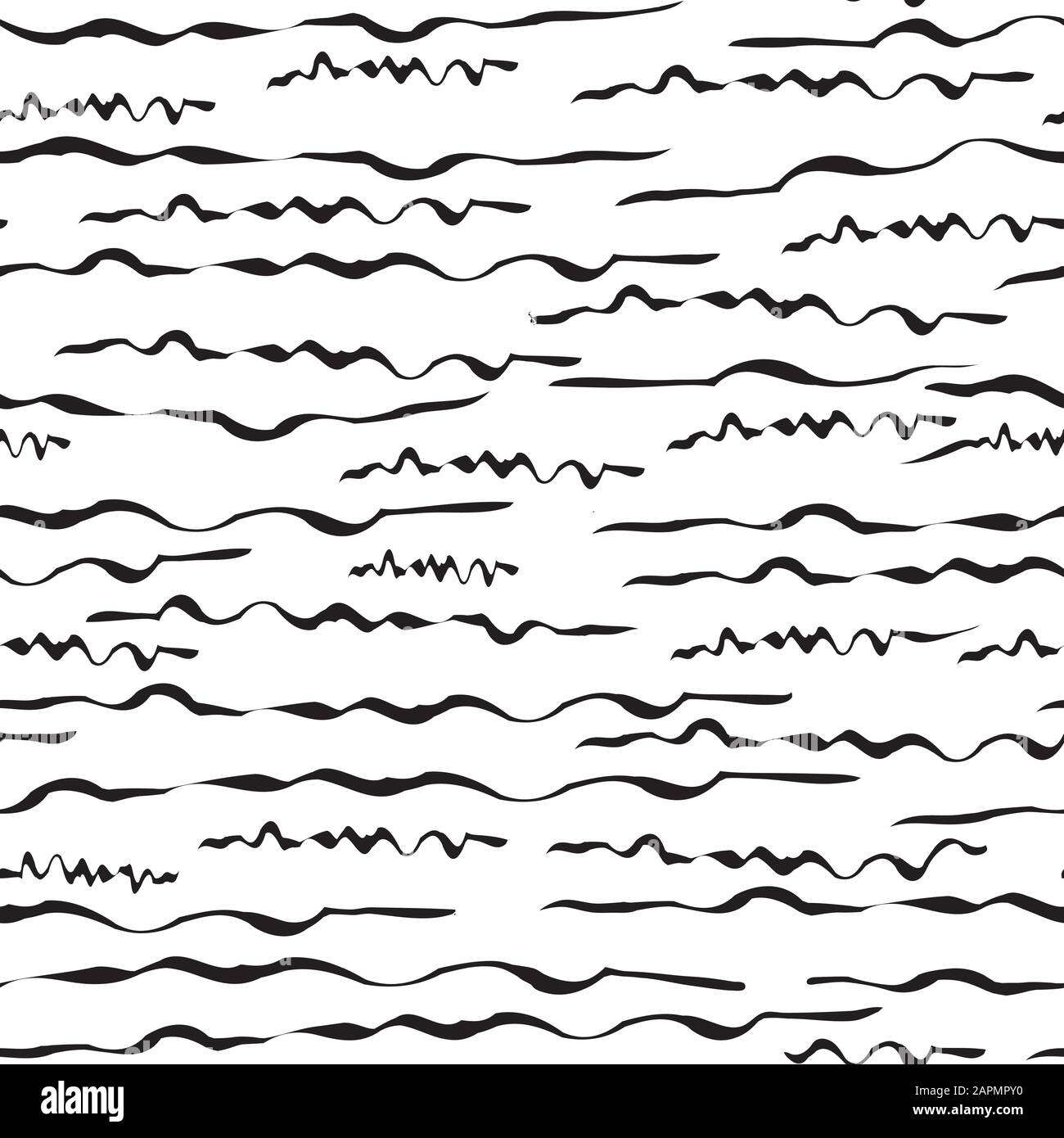 Abstract seamless pattern with hand drawn brush lines on white background. Simple abstract pattern background for interrior, textile design, paper Stock Vector