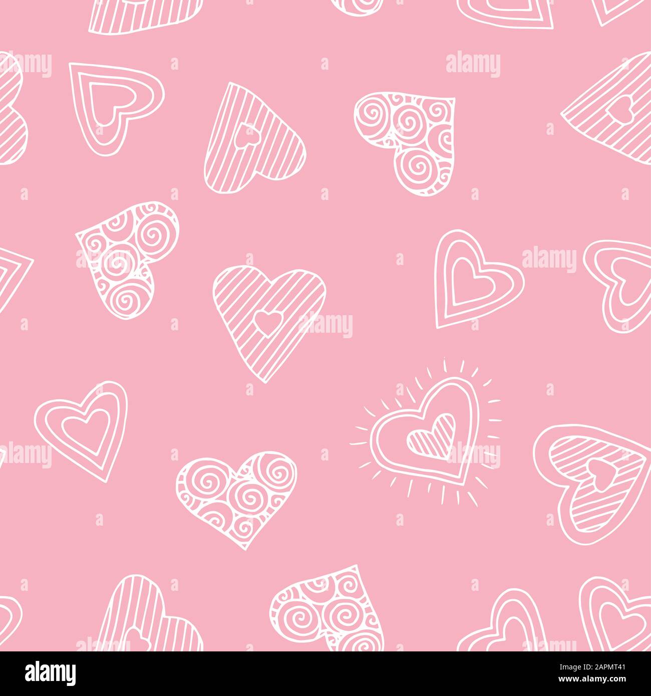 Cute doodle seamless pattern for st. Valentine s day with hearts Stock ...