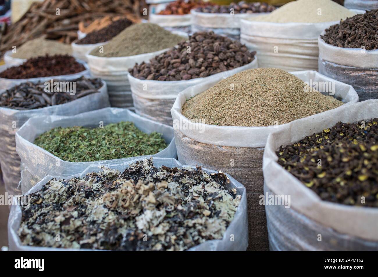 Spices at a local market in India. Stock Photo
