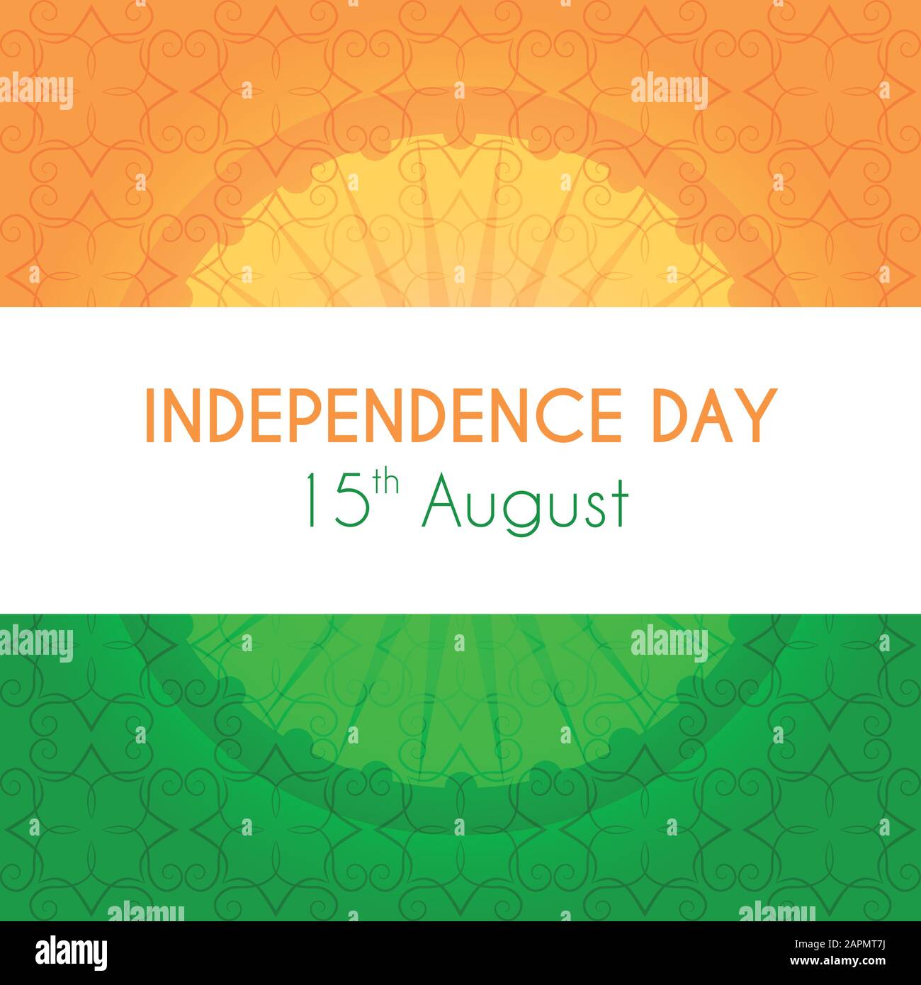 Indian independence day greeting card with national tricolor and ...