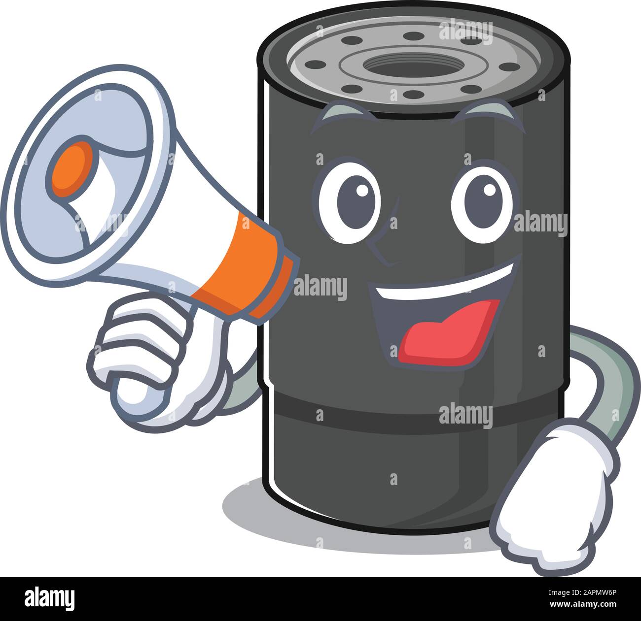 An icon of oil filter having a megaphone Stock Vector