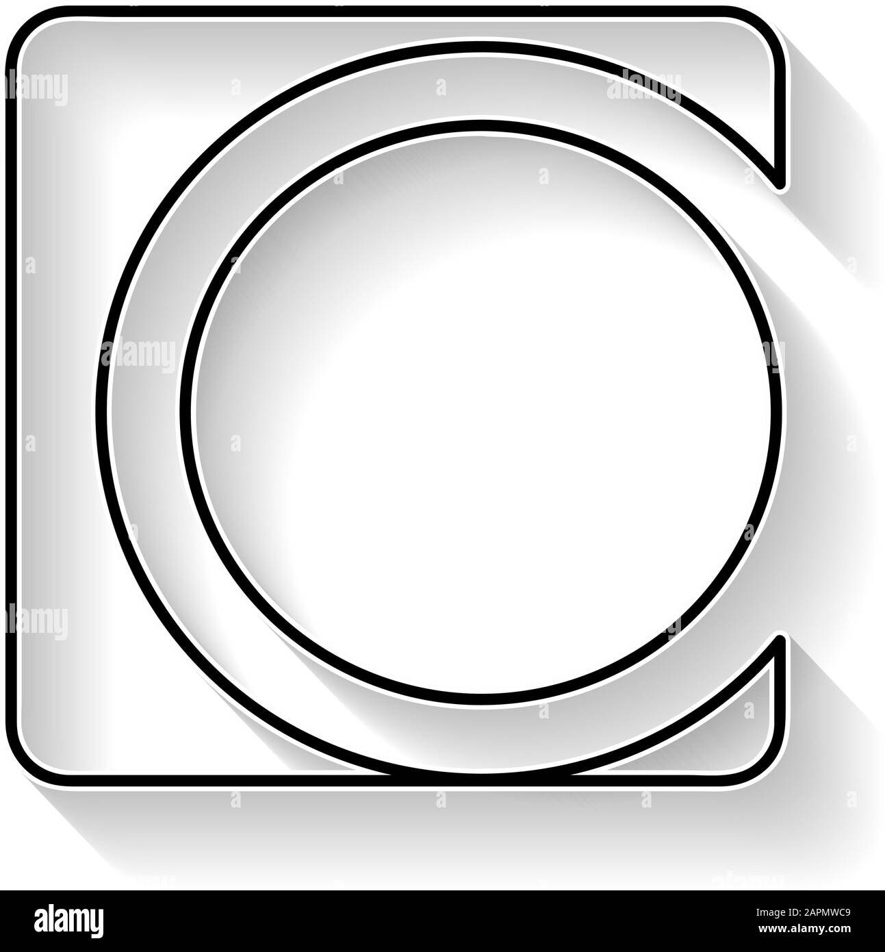 Vector initial letter O and number 0. Sign made with black line Stock Vector