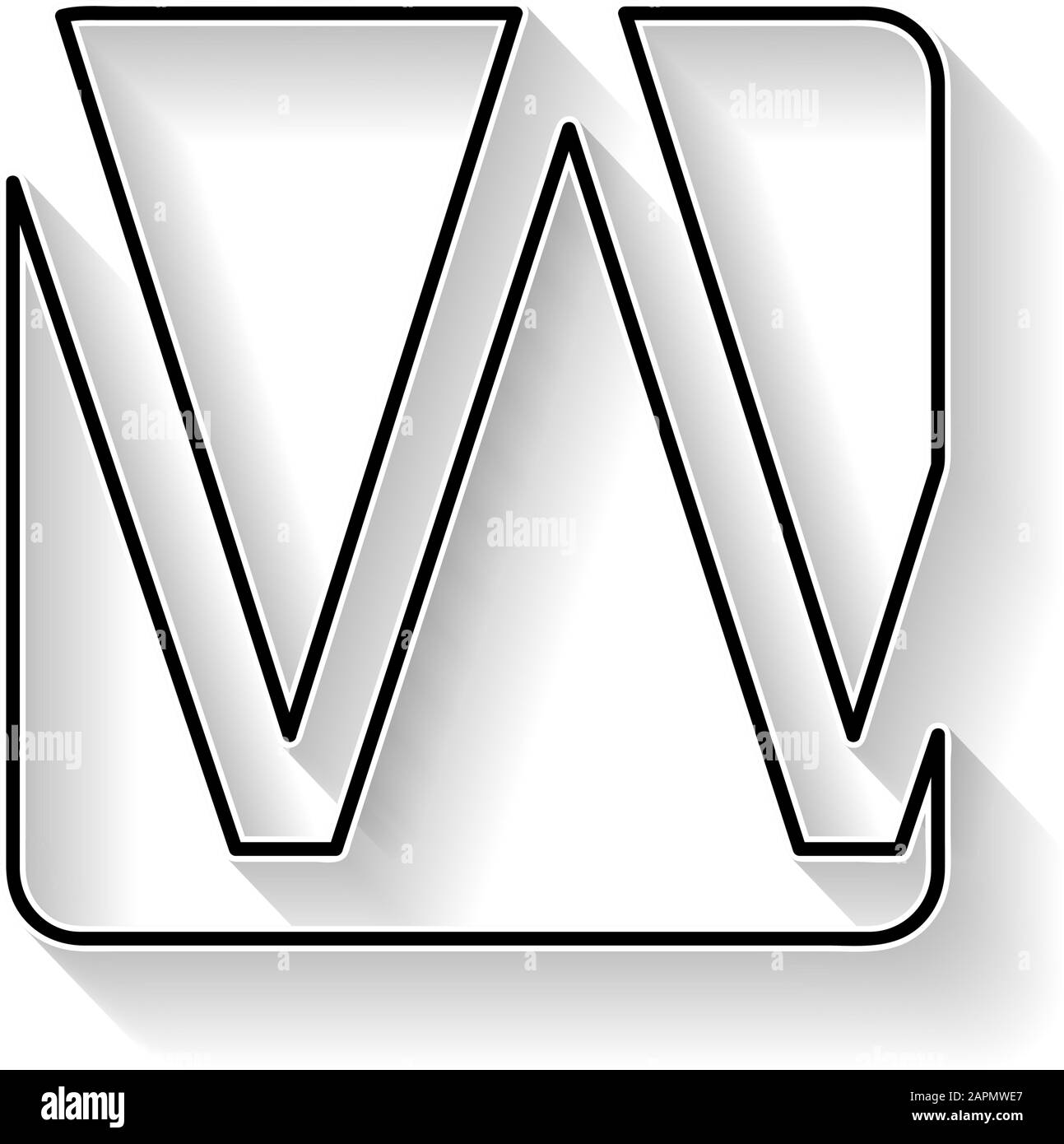 Vector initial letter W. Sign made with black line Stock Vector Image ...