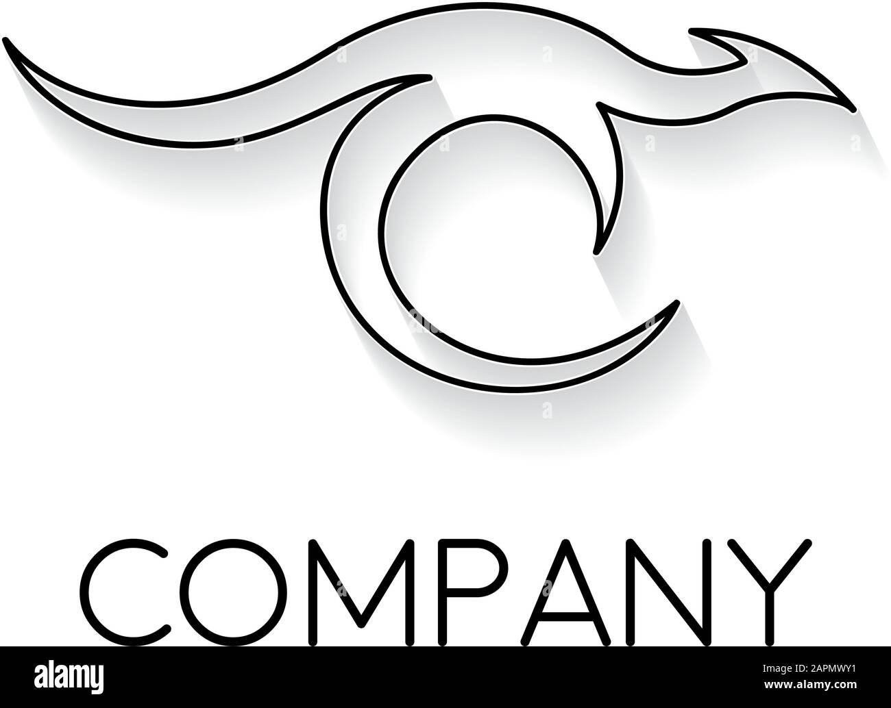 Vector sign abstract kangaroo, in linear style Stock Vector