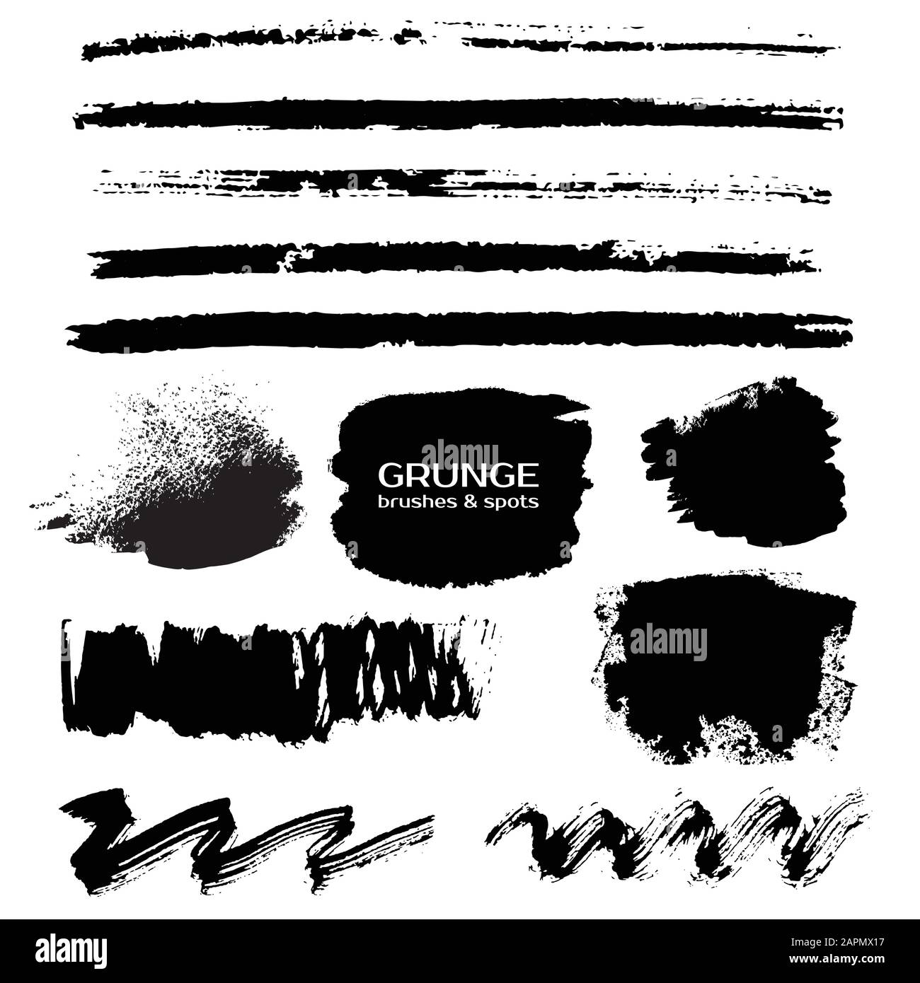 Grunge spot. Abstract the trace of the ink. A smear of black paint with a  dry brush Stock Vector