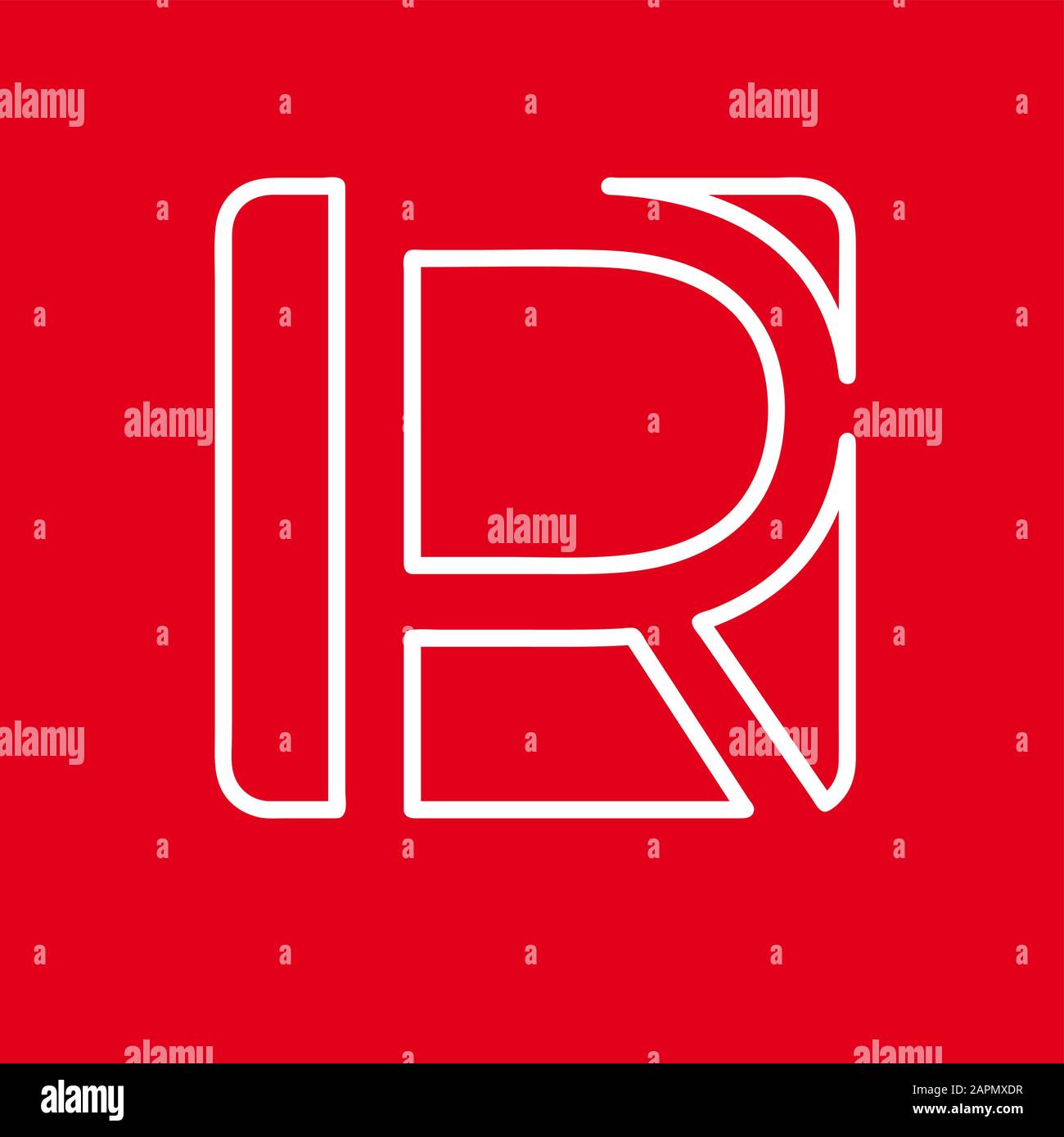 Vector initial letter R. Sign made with red line Stock Vector Image ...