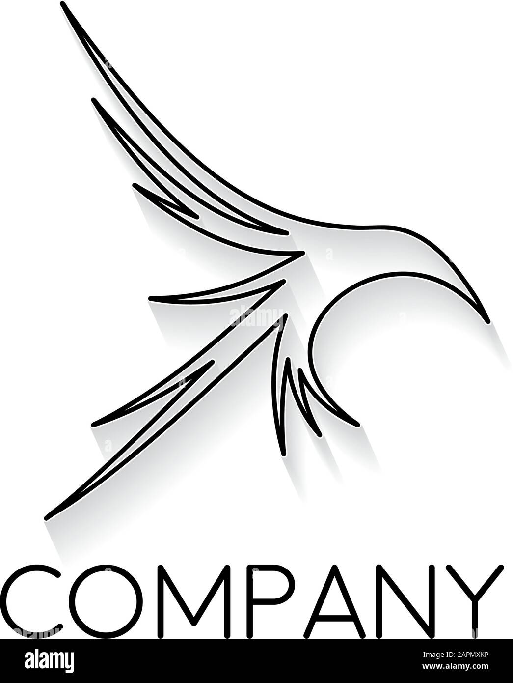 Vector sign abstract hummingbird in flight, in linear style Stock Vector