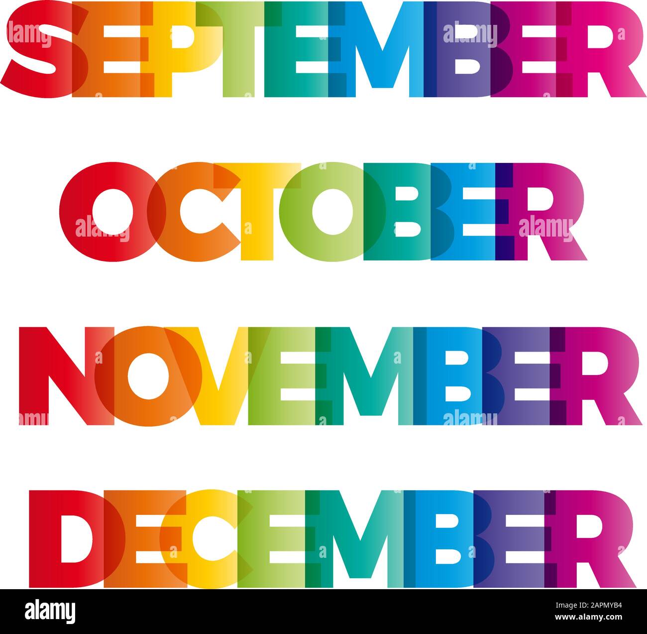The words september october november december vector banner with