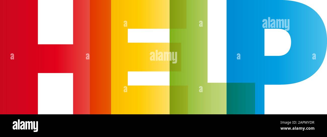 The word Help. Vector banner with the text colored rainbow Stock Vector ...