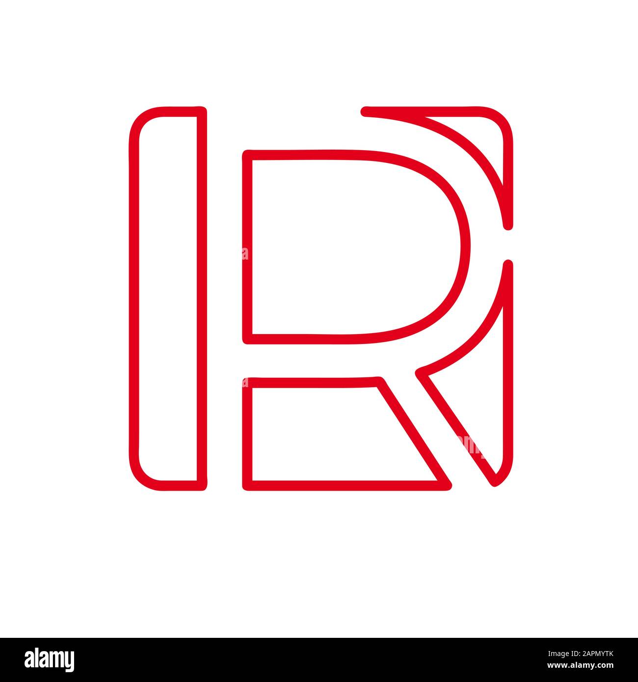 Vector initial letter R. Sign made with red line Stock Vector Image ...
