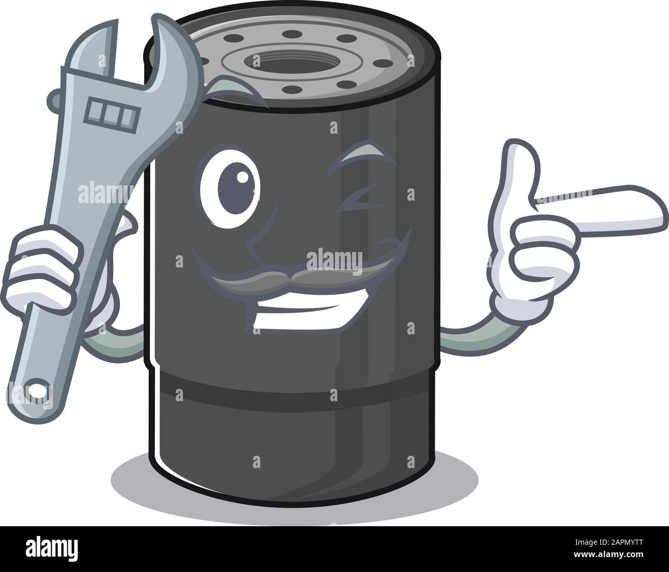 Smart Mechanic oil filter cartoon character design Stock Vector Image